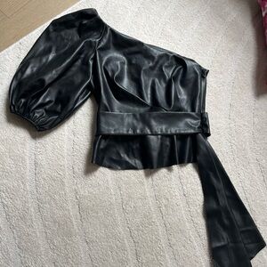 Sachin & Babi One Shoulder Leather Top